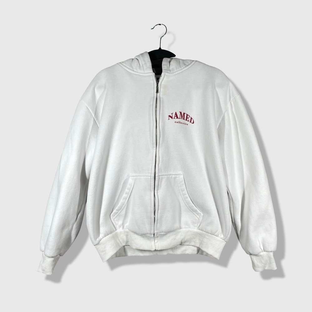 NAMED Collective Zip Hoodie Women XS White Anime Graphic Y2K Streetwear